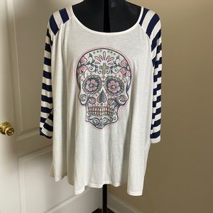 PreLoved Sugar Skull 3/4 Sleeve Tee